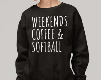 Weekends Coffee Softball Sweatshirt – Funny Raglan for Softball Dads, Cozy Unisex Gift, Athletic Sports Shirt