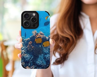 Colorful Ocean Coral Reef Phone Case, Tropical Fish Skin Case, Underwater Marine Life Phone Cover, Vibrant Sea Life Art Phone Case