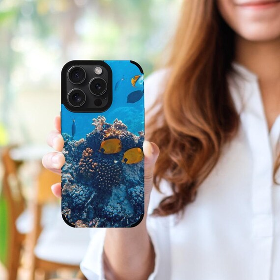 Colorful Ocean Coral Reef Phone Case, Tropical Fish Skin Case, Underwater Marine Life Phone Cover, Vibrant Sea Life Art Phone Case