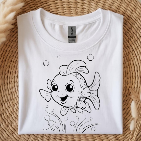 Whimsical Fish Unisex Heavy Cotton Tee, Cute Fish T-Shirt, Gift for Sea Lovers, Funny Nautical Shirt, Summer T-Shirt, Ocean Vibe Apparel