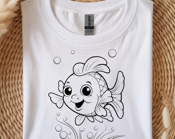 Whimsical Fish Unisex Heavy Cotton Tee, Cute Fish T-Shirt, Gift for Sea Lovers, Funny Nautical Shirt, Summer T-Shirt, Ocean Vibe Apparel