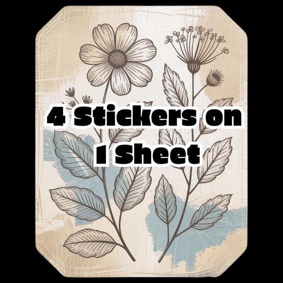 Vintage Botanical Floral Sticker Sheet – Nature Leaf Stickers for Planner and Journal