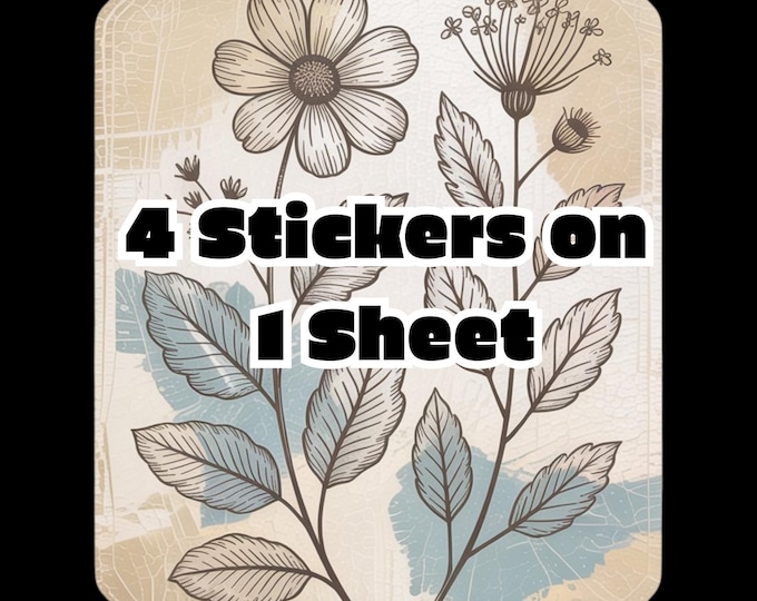Vintage Botanical Floral Sticker Sheet – Nature Leaf Stickers for Planner and Journal