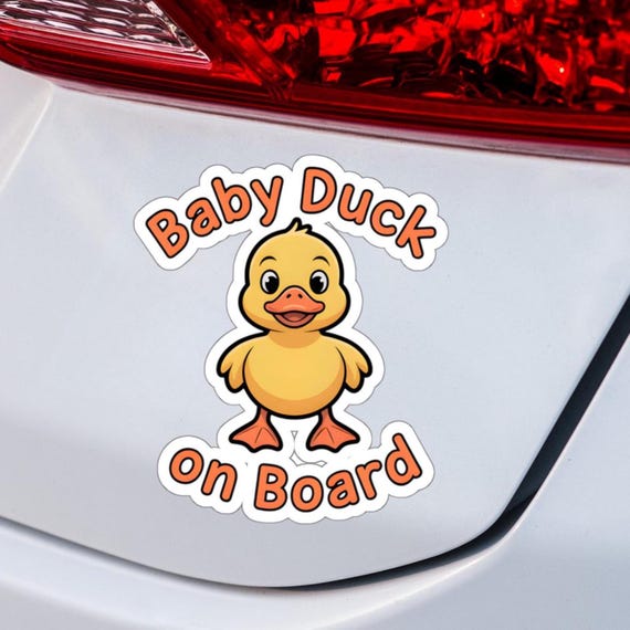 Baby Duck On Board Car Decal, Die Cut Vinyl Sticker, Animal Car Window Cling