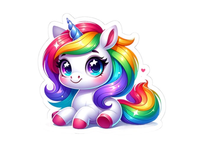 Cute Rainbow Unicorn Kiss-Cut Stickers - Perfect for Laptops, Journals, Kids' Rooms, Gifts, Birthday Party Favors