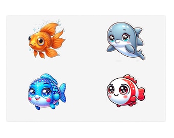 Cute Underwater Friends Sticker Sheets, Fish Stickers, Ocean Decor, Kids Crafts, Gift for Ocean Lovers, Planner Accessories