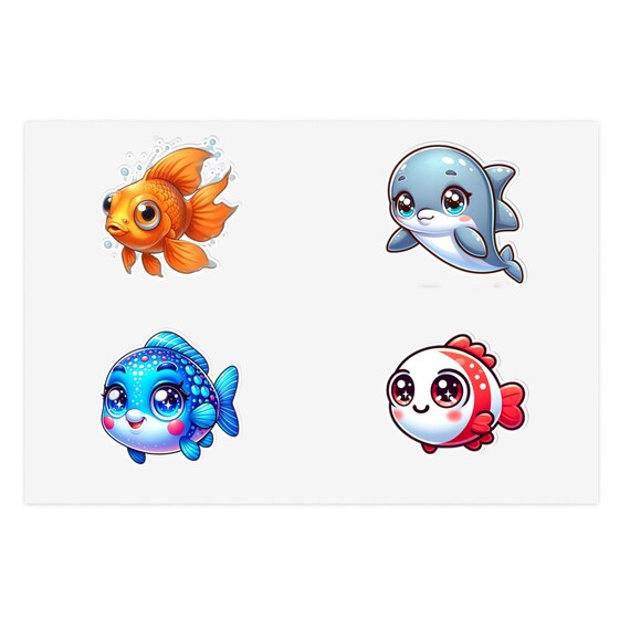 Cute Underwater Friends Sticker Sheets, Fish Stickers, Ocean Decor, Kids Crafts, Gift for Ocean Lovers, Planner Accessories