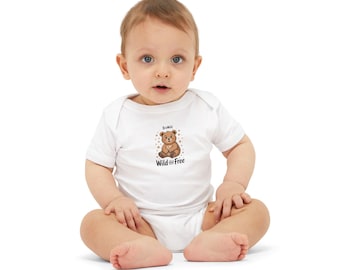 Wild and Free Bear Infant Jersey One Piece, Cute Baby Clothing, Newborn Outfit, Toddler Gift, Baby Shower Present, Playful Onesie