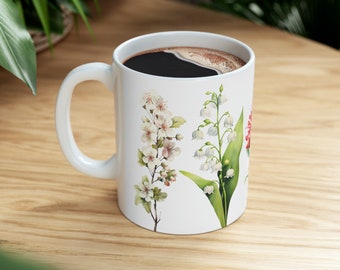 Floral Travel Mugs, Gold Floral Mugs, Vintage Floral Pattern Mugs, Ceramic Floral Design Mugs, Swear Floral Latte Mugs