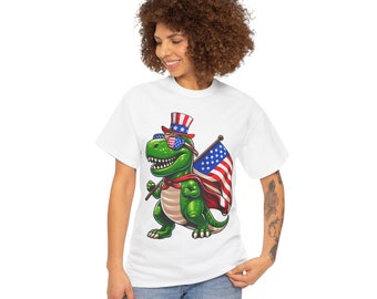 Patriotic T‑Rex T‑Shirt – Funny Unisex 4th of July USA Flag Dinosaur Tee