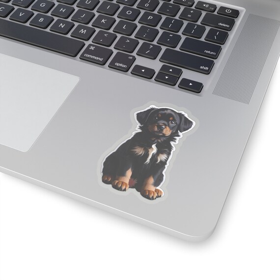 Small black dog stickers with white trim