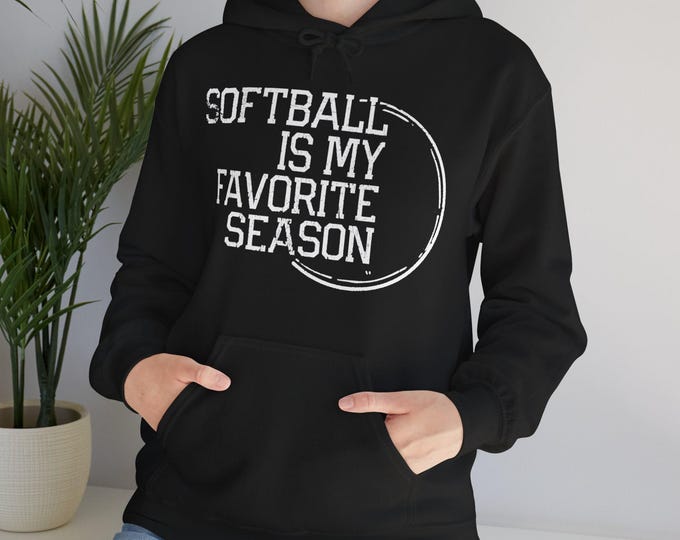 Softball Is My Favorite Season Hoodie, Cozy Unisex Sports Lifestyle Pullover