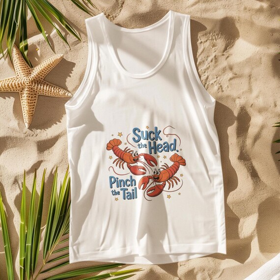 Cajun Lobster Tank Top – Funny Louisiana Seafood Shirt, Boil Party Top, Suck the Head Eat the Tail Tee, Summer Foodie Gift