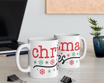 Christmas Vibes Mug 11oz - Festive Holiday Coffee Cup, Winter Season Hot Chocolate Drinkware, Xmas Gift Idea, Cocoa Mug, Seasonal Tea Cup,