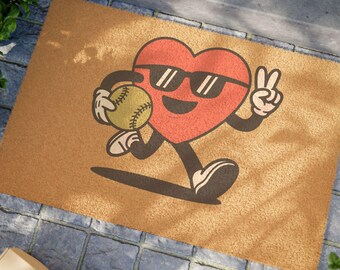 Softball-Themed Doormat | Stylish Welcome Mat for Softball Fans - Coaches | Unique Gift for Home, Players & Teams