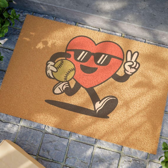 Softball-Themed Doormat | Stylish Welcome Mat for Softball Fans - Coaches | Unique Gift for Home, Players & Teams