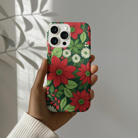 Red Green Geometric Tough Phone Case – Dual-Layer Impact Resistant Cover for iPhone & Samsung, Lightweight Protective Gift