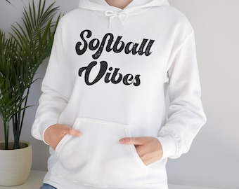 Softball Lover Unisex Hoodie | Retro Baseball Vibes Pullover Shirt Gift Idea, Men Women Kids Boys Girls