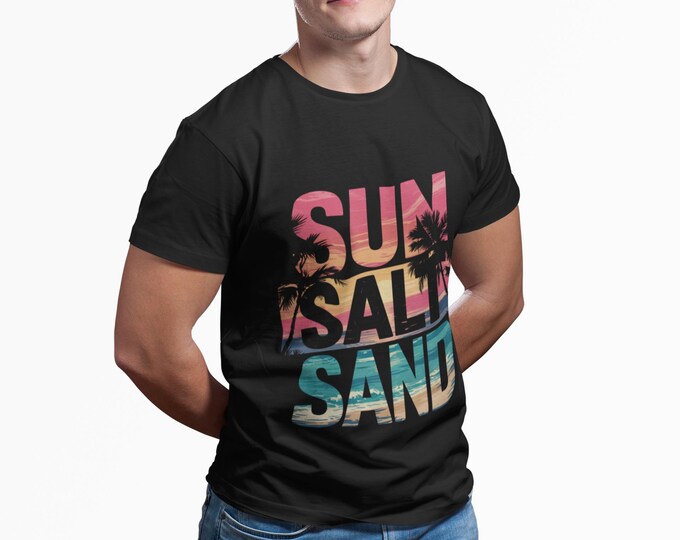 Sun, Salt, Sand Unisex Heavy Cotton Tee | Beach Lover Shirt, Summer Vibes T-Shirt, Casual Wear, Vacation Outfit, Relaxed Fit Top