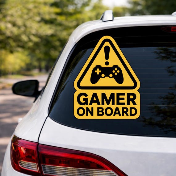 Gamer On Board Sticker, Gaming Car Decal, Gamer Warning Sign, Video Game Lover, Waterproof Outdoor Vinyl