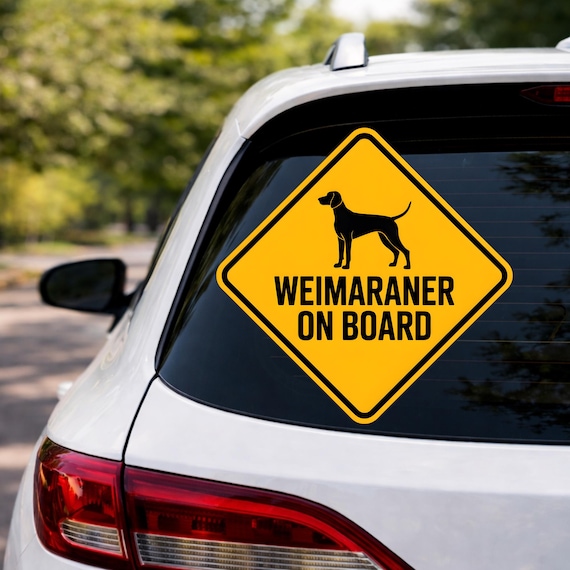 Weimaraner On Board Sticker, Dog Car Decal, Hunting Dog Sign, Pet Warning Sticker, Waterproof Outdoor Vinyl