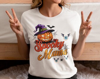 Spooky Mama Shirt, Halloween Mom Tee, Cute Fall Mama Shirt, Witchy Mom Halloween Graphic Tee, Spooky Mom Shirt for Women