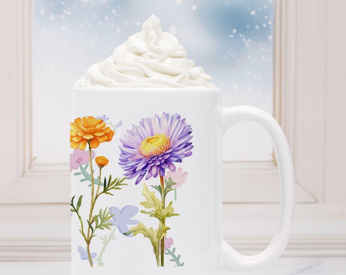 Mug Deluxe 15oz | Large Floral Ceramic Coffee Mug | Gift for Her | Tea Lover’s Garden Mug