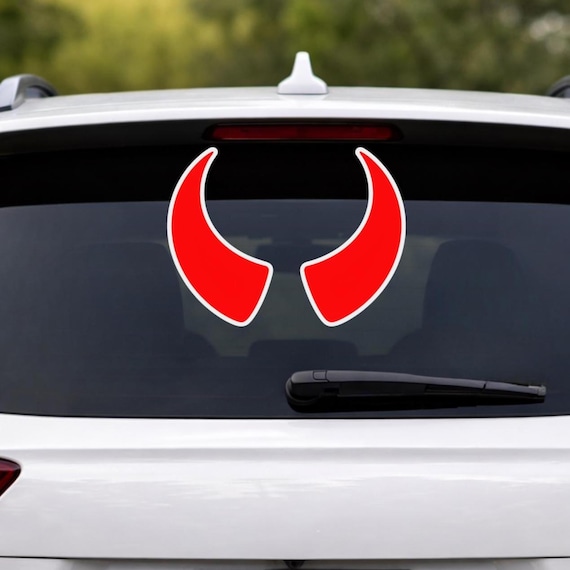 Devil Horn Car Sticker, Funny Car Window Decal, Unique Car Decor, Cool Car Accessory, Minimal Car Styling Vinyl