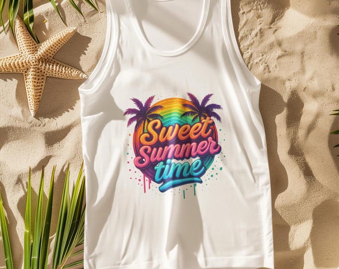Sweet Summer Time Tank Top | Retro Sunshine Sleeveless Shirt | Fun Summer Graphic Tee for Women & Girls