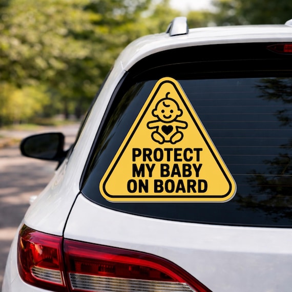 Protect My Baby On Board Sticker, Baby On Board Car Decal, Infant Safety Sign, Waterproof Vinyl, Car Window Sticker