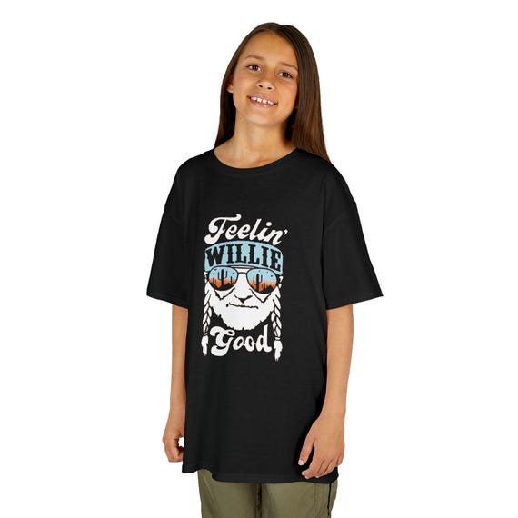 Feelin Willie Good Funny Kids Country Music T-Shirt Western Toddler Graphic Tee Gift for Boys Girls Southern Style Cotton Shirt