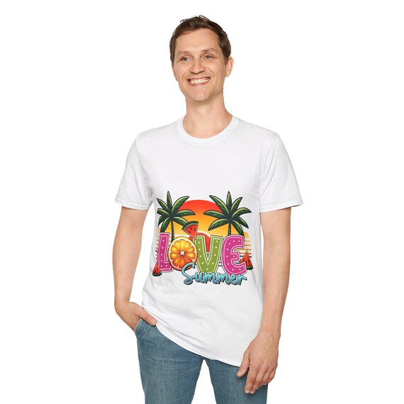 Sunset Beach Art Print T-Shirt | Vibrant Tropical Tee for Summer Lovers & Ocean Vacation Shirt, Unisex Gift for Beach Goers