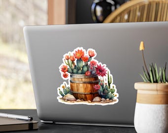 Watercolor Cactus Vinyl Decals | Vibrant Succulent Decor & Southwestern Wall Art | Gift for Plant Lovers