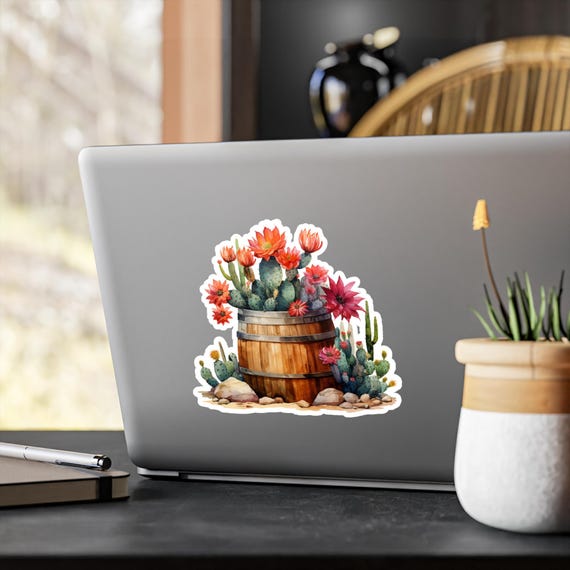Watercolor Cactus Vinyl Decals | Vibrant Succulent Decor & Southwestern Wall Art | Gift for Plant Lovers