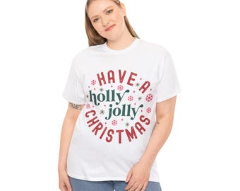 Holly Jolly Christmas Shirt, Festive Holiday Graphic Tee, Retro Christmas Snowflake Design, Fun Christmas Gift for Women, Holiday Season