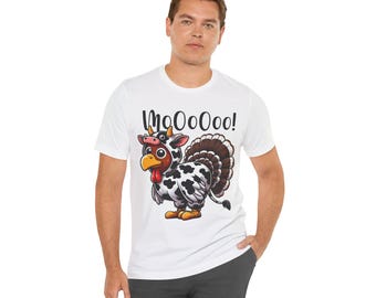 Funny Cow-Turkey Mashup Graphic Shirt | Quirky Thanksgiving Humor Tee | Unique Animal Costume Design