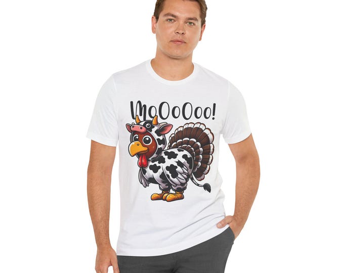 Funny Cow-Turkey Mashup Graphic Shirt | Quirky Thanksgiving Humor Tee | Unique Animal Costume Design