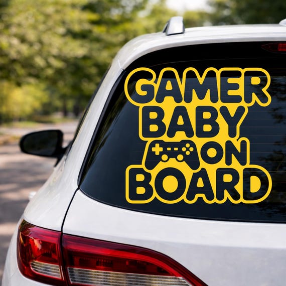Gamer Baby On Board Sticker, Gaming Car Decal, Funny Gamer Dad Vinyl, Controller Baby Sticker, Waterproof Outdoor