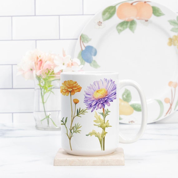 Sublimation Mug Wrap Design, Flowers Mug Sublimation, DIY Sublimation Mug Gift, Dad Sublimation Tea Mug, 15oz Sublimation Cat Mug SVG