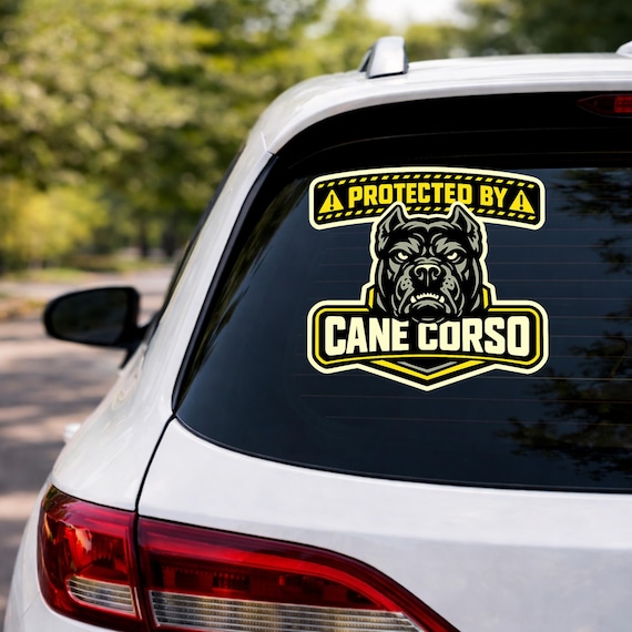 Protected By Cane Corso Car Decal | Guard Dog Warning Sign