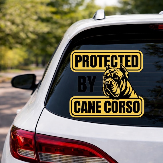 Protected By Cane Corso Car Window Decal | Guard Dog Warning Sign