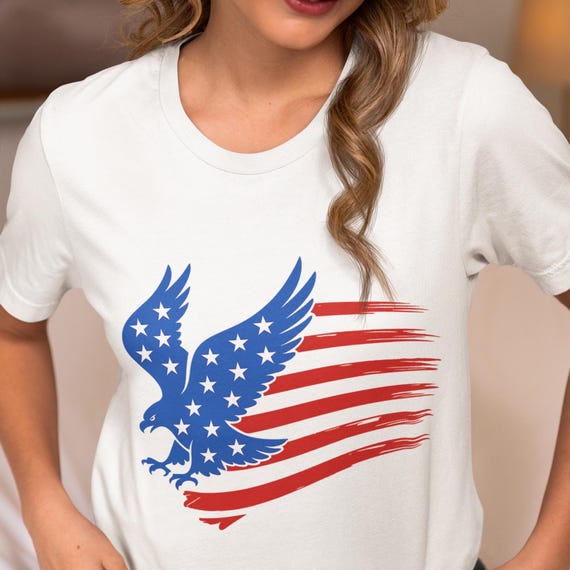 Patriotic Eagle Heavy Cotton T‑Shirt – Unisex USA Flag Eagle Tee for 4th of July & Summer