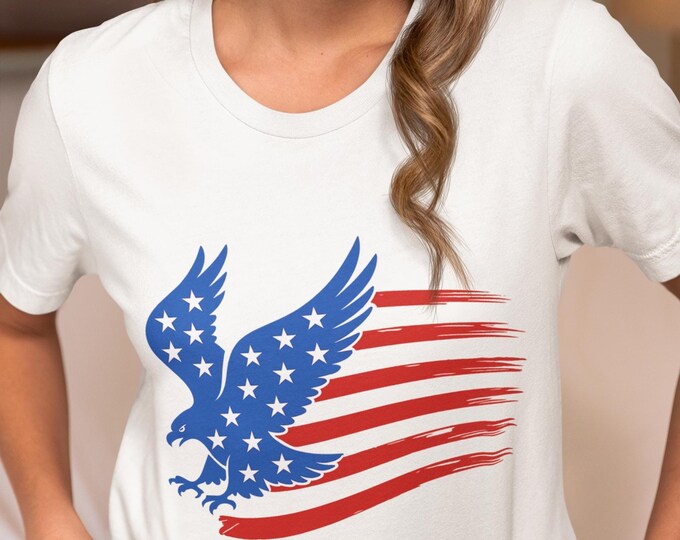 USA Eagle Flag T-Shirt | Patriotic Heavy Cotton Tee for Men & Women | 4th of July Unisex Shirt