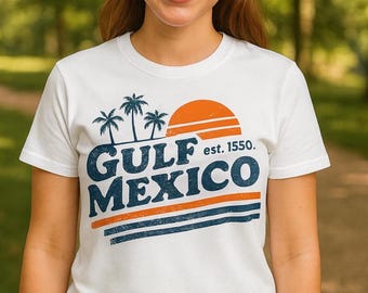 Gulf of Mexico Tropical T-Shirt | Beach Vibes Summer Tee | Palm Tree Coastal Graphic Shirt