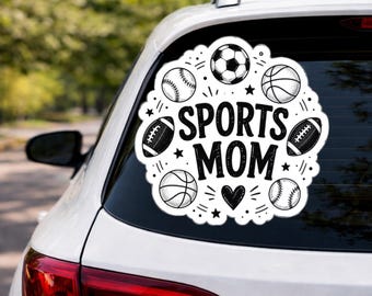 Pegatina para coche de mamá deportista, pegatina de vinilo para fútbol, baloncesto y béisbol, pegatina para parachoques de padres deportistas, regalo impermeable para ventanas para atletas.