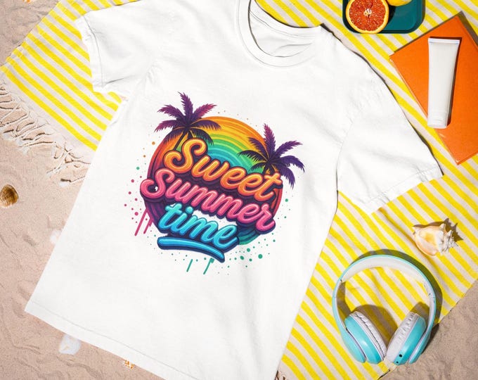 Sweet Summer Time T-Shirt | Retro Sunshine Graphic Tee | Cute Summer Shirt for Women, Teens & Teachers