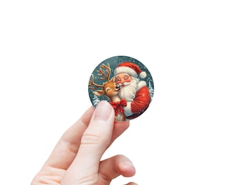 Round Sticker Label Rolls, Christmas Round Label Stickers, Festive Sticker Rolls for Gift Wrapping, Holiday Tags, Decorative Labels