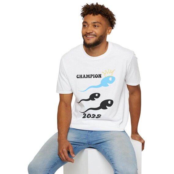 Funny Sperm Hero T-Shirt | Hilarious Novelty Tee for Men & Women | Unique Gift Idea with Champion Crown Design