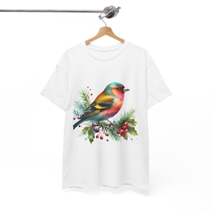 Retro Finches Shirt - Vintage Bird Sunset T-Shirt  - Hand Drawn Sparrow Couple Tee - Nature Lovers Gift - Rustic Woodland Wildlife Shirt