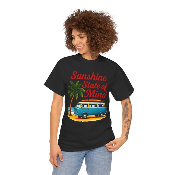 Sunshine State of Mind T-Shirt | Retro Van Summer Beach Shirt | Boho Vacation Tee for Men & Women